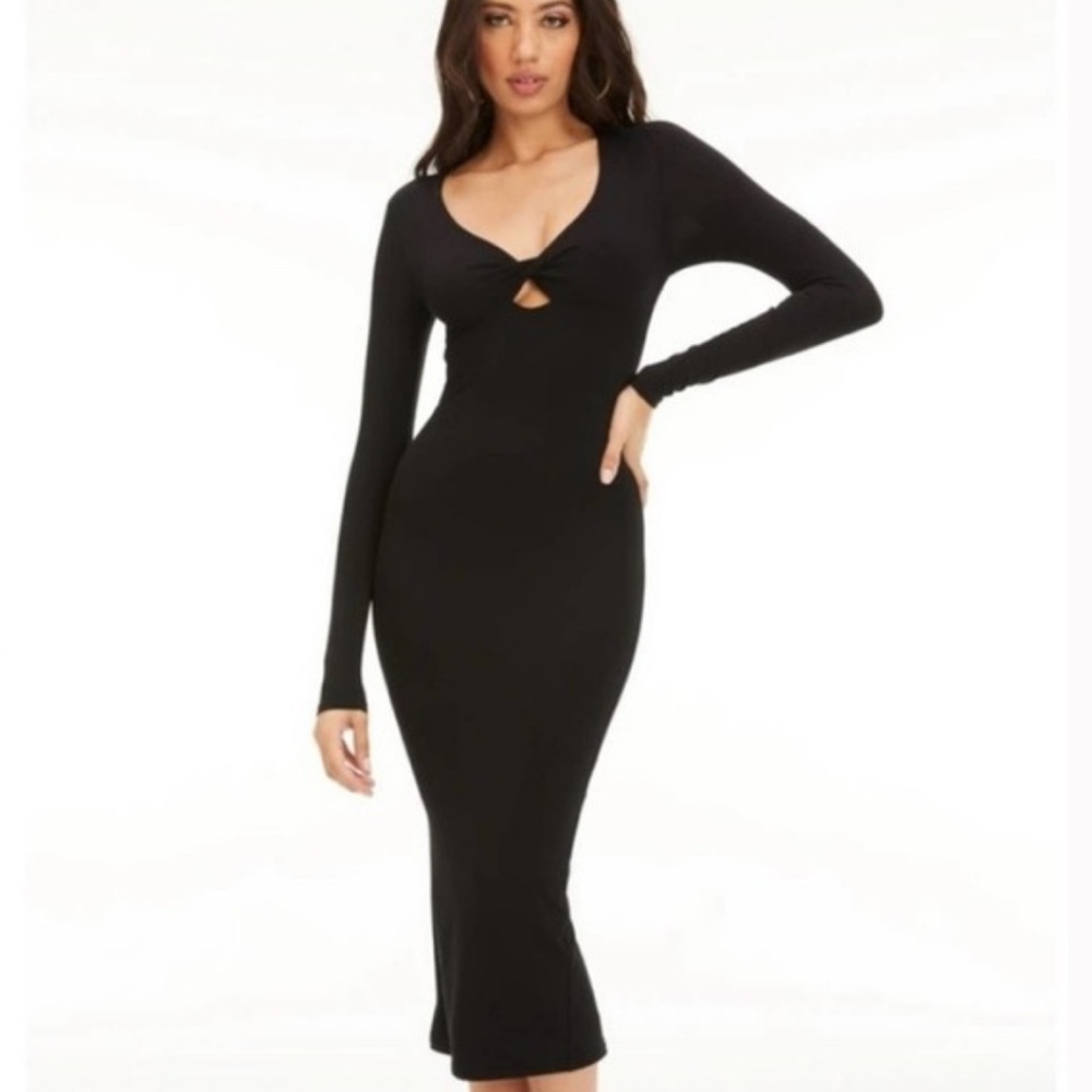 NWT Good American Twist Peek A Boo Dress in Black - Size 5 (2XL)